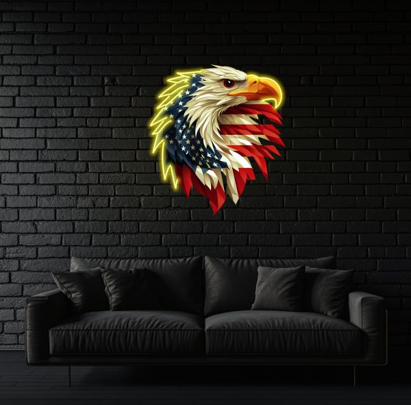 American Eagle Flag Neon | American Patriot Atmosphere Neon | Flag Wall Decoration | Soaring Eagle | Patriotic Decoration | American Independence Day Decoration | Custom neon sign | Custom led sign - 图片 2