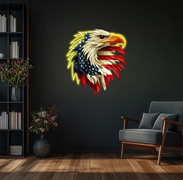 American Eagle Flag Neon | American Patriot Atmosphere Neon | Flag Wall Decoration | Soaring Eagle | Patriotic Decoration | American Independence Day Decoration | Custom neon sign | Custom led sign - 图片 3