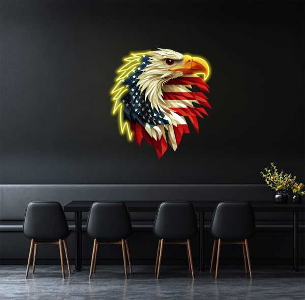 American Eagle Flag Neon | American Patriot Atmosphere Neon | Flag Wall Decoration | Soaring Eagle | Patriotic Decoration | American Independence Day Decoration | Custom neon sign | Custom led sign - 图片 4