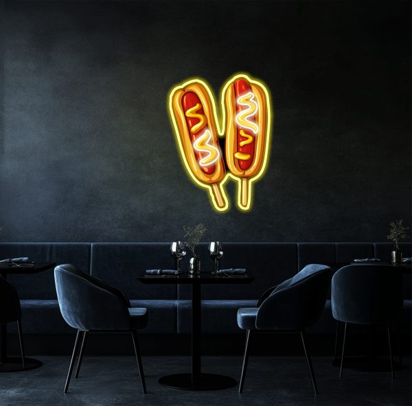 Customized Hot Dog Neon Light | Hot Dog LED Light | Personalized Sausage Neon Light | Fast Food LED Light | Street Food Decoration | UV Printed Neon Sign | Custom neon sign | Custom led sign - 图片 2