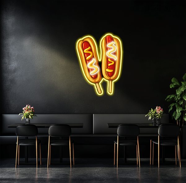 Customized Hot Dog Neon Light | Hot Dog LED Light | Personalized Sausage Neon Light | Fast Food LED Light | Street Food Decoration | UV Printed Neon Sign | Custom neon sign | Custom led sign - 图片 3