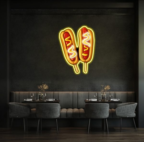 Customized Hot Dog Neon Light | Hot Dog LED Light | Personalized Sausage Neon Light | Fast Food LED Light | Street Food Decoration | UV Printed Neon Sign | Custom neon sign | Custom led sign - 图片 4