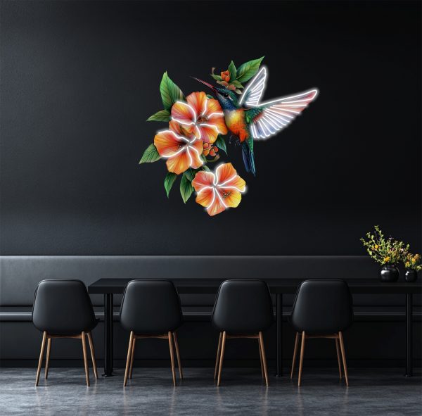 Flower and Bird Neon UV Printing | Bird Art Neon Light | Green Art Neon Light | Floral Decorative Neon Light | Bird Wall Decorative Neon Light | Modern Art Neon Light | Custom neon sign | Custom led sign