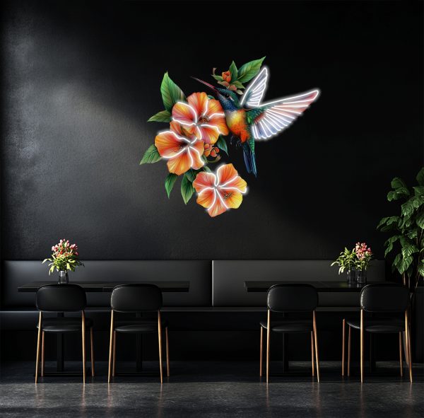 Flower and Bird Neon UV Printing | Bird Art Neon Light | Green Art Neon Light | Floral Decorative Neon Light | Bird Wall Decorative Neon Light | Modern Art Neon Light | Custom neon sign | Custom led sign - 图片 3