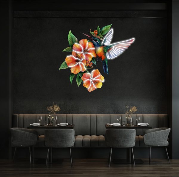 Flower and Bird Neon UV Printing | Bird Art Neon Light | Green Art Neon Light | Floral Decorative Neon Light | Bird Wall Decorative Neon Light | Modern Art Neon Light | Custom neon sign | Custom led sign - 图片 4