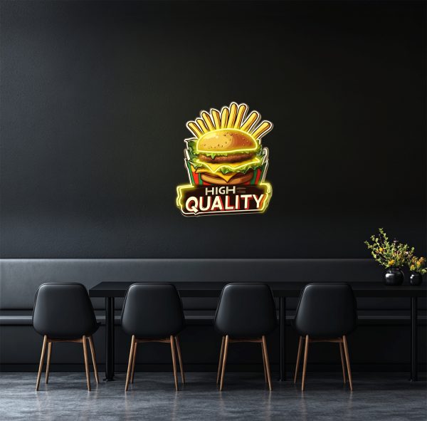 Custom Hamburger and French Fries Neon | French Fries Hamburger Logo Restaurant LED Light | Hamburger Business Logo | French Fries Wall Art Decoration | Custom Hamburger Shop Logo | UV Printed Neon Sign | Custom neon sign | Custom led sign