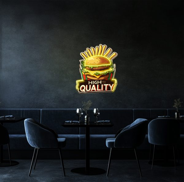 Custom Hamburger and French Fries Neon | French Fries Hamburger Logo Restaurant LED Light | Hamburger Business Logo | French Fries Wall Art Decoration | Custom Hamburger Shop Logo | UV Printed Neon Sign | Custom neon sign | Custom led sign - 图片 2