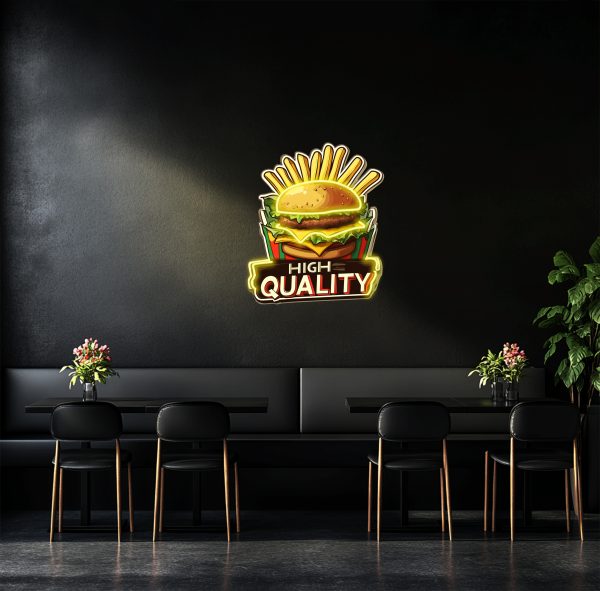 Custom Hamburger and French Fries Neon | French Fries Hamburger Logo Restaurant LED Light | Hamburger Business Logo | French Fries Wall Art Decoration | Custom Hamburger Shop Logo | UV Printed Neon Sign | Custom neon sign | Custom led sign - 图片 3