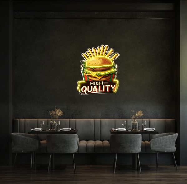 Custom Hamburger and French Fries Neon | French Fries Hamburger Logo Restaurant LED Light | Hamburger Business Logo | French Fries Wall Art Decoration | Custom Hamburger Shop Logo | UV Printed Neon Sign | Custom neon sign | Custom led sign - 图片 4