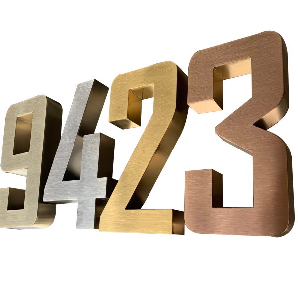 Customized 3D letter signage can be customized in multiple colors | Customized 3D metal house number, metal house number signage, address signage, outdoor signage, house number, address signage, brass door number | Customized indoor and outdoor metal business signage