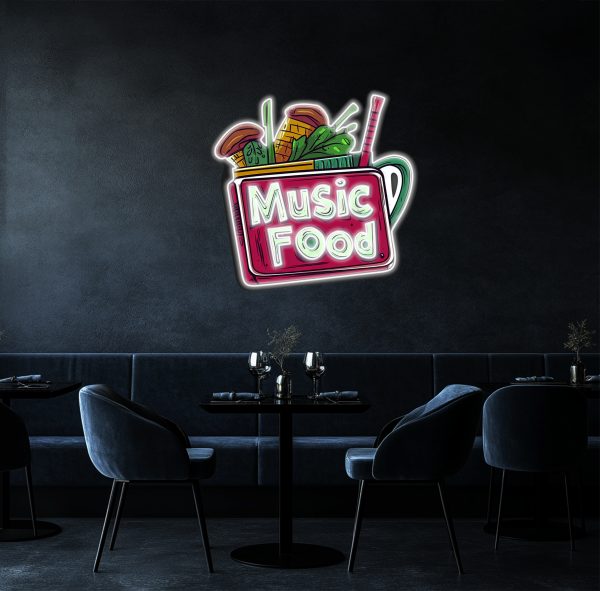 Music Food Speaker Neon Wall Decoration - Vibrant LED Decoration | Suitable for active space, home, office, bar, cafe, bar, store, music room wall decoration | Custom neon sign | Custom led sign - 图片 2