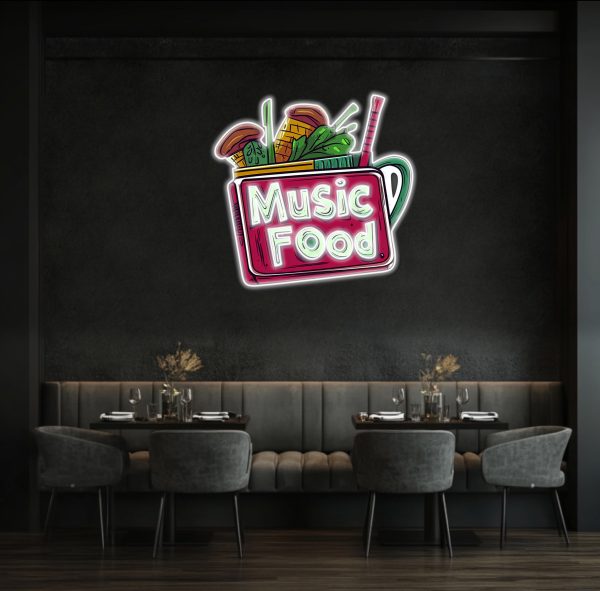 Music Food Speaker Neon Wall Decoration - Vibrant LED Decoration | Suitable for active space, home, office, bar, cafe, bar, store, music room wall decoration | Custom neon sign | Custom led sign - 图片 4
