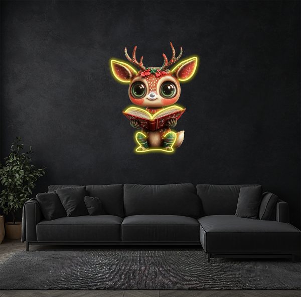Santa's Reindeer Neon Logo | Reindeer Neon Decoration | Christmas Neon | New Year Neon | Christmas Gift | Christmas Decoration Room | UV Printing Christmas Day Neon Logo | Custom neon sign | Custom led sign