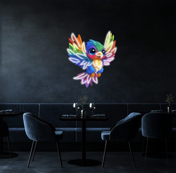 Bird-shaped neon decoration | Neon bird | Tropical neon wall art | Colorful bird neon light | Neon wall art | Cute neon wall decoration | Bird light sign | UV printing sign neon signage | Custom neon sign | Custom led sign - 图片 2