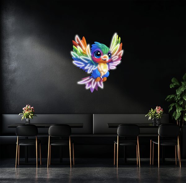 Bird-shaped neon decoration | Neon bird | Tropical neon wall art | Colorful bird neon light | Neon wall art | Cute neon wall decoration | Bird light sign | UV printing sign neon signage | Custom neon sign | Custom led sign - 图片 3