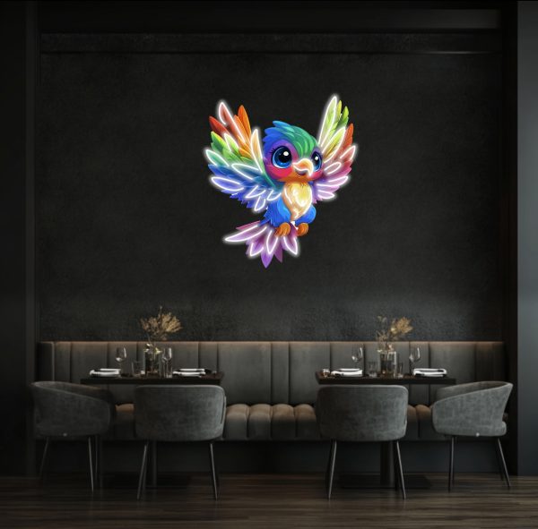 Bird-shaped neon decoration | Neon bird | Tropical neon wall art | Colorful bird neon light | Neon wall art | Cute neon wall decoration | Bird light sign | UV printing sign neon signage | Custom neon sign | Custom led sign - 图片 4
