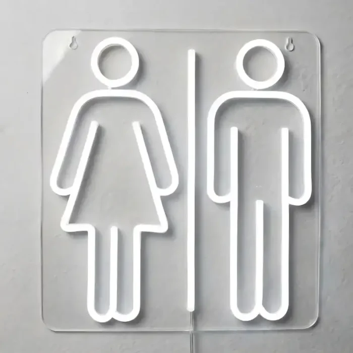Modern LED Restroom Neon Sign for Bathroom Washroom | Acrylic Wall Sign for Commercial Spaces - Image 2
