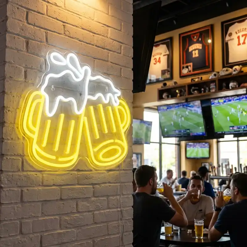 custom beer mug LED neon sign for bar pub restaurant acrylic wall light yellow beer sign for brewery décor