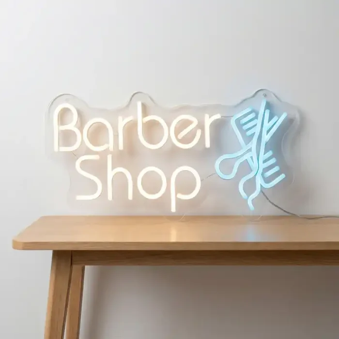 Barber Shop LED Neon Sign for Salon Wall Decor | Acrylic Business Sign with Scissors Icon - Image 4