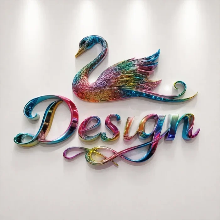 Custom Electroplated Mirror Logo Sign with Rainbow Finish | 3D Metal Letters for Boutique, Salon & Luxury Branding, Personalized Decorative Sign - Image 2