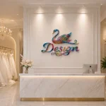 custom electroplated mirror logo sign rainbow metal letters swan design signage
